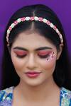 Buy_Kanyaadhan By DhirajAayushi_Gold Plated Thread Floral Bud Embroidered Sheeshpatti _at_Aza_Fashions