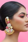 Buy_Kanyaadhan By DhirajAayushi_Gold Plated Thread Moti Embroidered Dangler Earrings_at_Aza_Fashions
