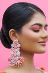 Buy_Kanyaadhan By Dhirajaayushi_Pink Diamonds, Blossom Radiance Tikki Embroidered Round Dangler Earrings _at_Aza_Fashions