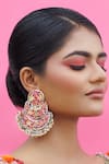 Buy_Kanyaadhan By Dhirajaayushi_Multi Color Imitation Diamonds Lunar Elegance Dabka Tikki Embroidered Earrings _at_Aza_Fashions