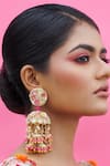 Buy_Kanyaadhan By Dhirajaayushi_Pink Floral Fusion Elegance Tasselled Jhumkas _at_Aza_Fashions