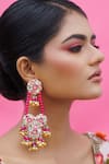 Buy_Kanyaadhan By Dhirajaayushi_Pink Imitation Diamonds Thread Embroidered Latkan Jhumka _at_Aza_Fashions