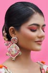 Buy_Kanyaadhan By Dhirajaayushi_Pink Diamonds, Embroidery, Stones Dabka Tikki Dangler Earrings _at_Aza_Fashions