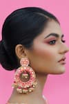 Buy_Kanyaadhan By DhirajAayushi_Pink Thread Adore Hand Embroidered Round-shaped Earrings _at_Aza_Fashions