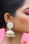 Buy_Kanyaadhan By DhirajAayushi_White Thread Hand Embroidered Jhumkas _at_Aza_Fashions