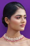 Buy_Kanyaadhan By DhirajAayushi_Pink Thread Floral Embroidered Choker Necklace _at_Aza_Fashions