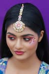 Buy_Kanyaadhan By DhirajAayushi_Pink Thread Abla And Moti Embroidered Maangtikka_at_Aza_Fashions