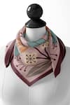 Buy_Thee Modern Roots_Pink Abstract Water Lily Reverie Silk Printed Scarf_at_Aza_Fashions