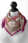 Buy_Thee Modern Roots_Beige Abstract Kissed By Orchids Silk Printed Scarf _at_Aza_Fashions