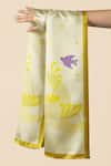 Buy_Thee Modern Roots_Yellow Abstract Unicorns Whispering Mane Silk Printed Stole_at_Aza_Fashions