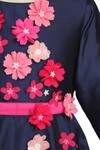 A Little Fable_Blue Taffeta Fabric Flowers 3d Pansy Bloom Applique Dress _Online_at_Aza_Fashions