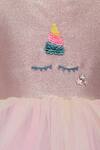 Buy_A Little Fable_Pink Net, Lurex Sequins Shimmery Unicorn Tiered Dress _Online_at_Aza_Fashions