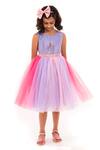 Buy_A Little Fable_Multi Color Tulle, Polyester Sequins Rainbow Unicorn Dress _at_Aza_Fashions