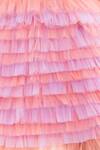 Buy_A Little Fable_Peach Tulle, Polyester Sequins, Fabric Flowers Embellished Mermaid Ruffle Dress _Online_at_Aza_Fashions