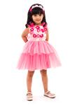 Buy_A Little Fable_Pink Tulle, Polyester Fabric Flowers Esther Blossom Applique Layered Dress _at_Aza_Fashions