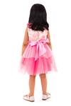 Shop_A Little Fable_Pink Tulle, Polyester Fabric Flowers Esther Blossom Applique Layered Dress _at_Aza_Fashions