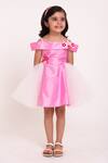 Buy_A Little Fable_Pink Net, Taffeta Applique Floral Cold Shoulder Dress _at_Aza_Fashions