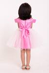 Shop_A Little Fable_Pink Net, Taffeta Applique Floral Cold Shoulder Dress _at_Aza_Fashions