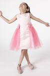 Buy_A Little Fable_Pink Polyester, Cotton Bows Dot Deep Bloom Dress _at_Aza_Fashions