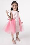 A Little Fable_Pink Polyester, Cotton Bows Dot Deep Bloom Dress _Online_at_Aza_Fashions