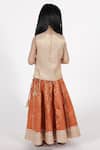 Shop_A Little Fable_Orange Polyester Embroidery, Tassels Mandawa Floral Brocade Pattern Lehenga Set _at_Aza_Fashions