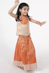 Shop_A Little Fable_Orange Polyester Embroidery, Tassels Mandawa Floral Brocade Pattern Lehenga Set _Online_at_Aza_Fashions