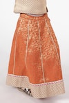 A Little Fable_Orange Polyester Embroidery, Tassels Mandawa Floral Brocade Pattern Lehenga Set _at_Aza_Fashions