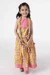 Buy_A Little Fable_Multi Color 100% Cotton Hand Block Print Floral Sanganer Lehenga Set _at_Aza_Fashions