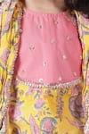 A Little Fable_Multi Color 100% Cotton Hand Block Print Floral Sanganer Lehenga Set _Online_at_Aza_Fashions