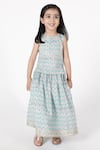 Buy_A Little Fable_Blue Cotton Embroidery Aprajita Block Print Lehenga Set _Online_at_Aza_Fashions
