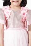 A Little Fable_Pink Polyester, Cotton Fabric Flowers Glitter Finish Bodice Dress _Online_at_Aza_Fashions