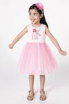 Buy_A Little Fable_Pink Polyester, Cotton Embroidery, Applique Unicorn Dress _at_Aza_Fashions