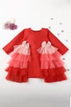 Buy_A Little Fable_Red Taffeta, Net, Cotton Bows Ombre Tulle Embellished Dress _at_Aza_Fashions
