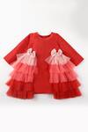 Shop_A Little Fable_Red Taffeta, Net, Cotton Bows Ombre Tulle Embellished Dress _at_Aza_Fashions