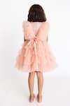 Shop_A Little Fable_Peach Tulle, Cotton, Polyester Sequins Regalia Ruffle Layered Dress _at_Aza_Fashions