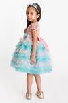 A Little Fable_Multi Color Tulle, Lurex, Cotton Fabric Flowers Aster Ruffle Layered Dress _Online_at_Aza_Fashions