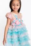 Buy_A Little Fable_Multi Color Tulle, Lurex, Cotton Fabric Flowers Aster Ruffle Layered Dress _Online_at_Aza_Fashions