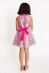 Shop_A Little Fable_Pink Cotton, Polyester Sequins Disco Station Dress _at_Aza_Fashions