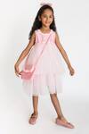 A Little Fable_Pink Tulle, Cotton Embroidery Dreamy Flower Dress _at_Aza_Fashions