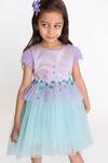 A Little Fable_Purple Tulle, Polyester, Cotton Sequins Hand Embroidered Dress _at_Aza_Fashions