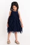 Buy_A Little Fable_Blue Crepe, Net Sequins Waterfall Ruffle Dress _Online_at_Aza_Fashions