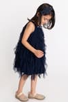Shop_A Little Fable_Blue Crepe, Net Sequins Waterfall Ruffle Dress _Online_at_Aza_Fashions