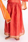 Buy A Little Fable Orange Cotton, Silk Sequins, Gota Patti Stripe Block Print Lehenga Set Online at Aza Fashions Buy_A Little Fable_Orange Cotton, Silk Sequins, Gota Patti Stripe Block Print Lehenga Set _Online_at_Aza_Fashions