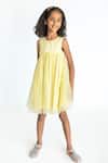 Buy_A Little Fable_Yellow Net, Lurex, Linen Sequins, Applique Butterfly Work Dress _at_Aza_Fashions