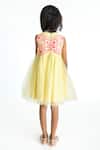 Shop_A Little Fable_Yellow Net, Lurex, Linen Sequins, Applique Butterfly Work Dress _at_Aza_Fashions