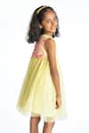 A Little Fable_Yellow Net, Lurex, Linen Sequins, Applique Butterfly Work Dress _Online_at_Aza_Fashions