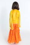Shop_A Little Fable_Yellow Jacquard, Georgette Tassels Bandhani Print Sharara Set_at_Aza_Fashions
