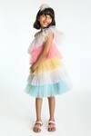 Buy_A Little Fable_Multi Color Tulle, Cotton Fresh Candy Layered Ruffle Dress _Online_at_Aza_Fashions