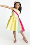 Buy_A Little Fable_Yellow Tulle, Cotton, Polyester Rainbow Fun Panelled Dress _at_Aza_Fashions