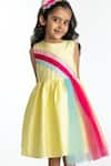 A Little Fable_Yellow Tulle, Cotton, Polyester Rainbow Fun Panelled Dress _Online_at_Aza_Fashions